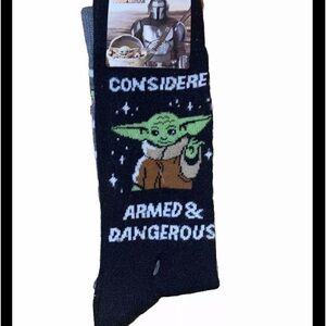 Men’s Star Wars The Mandalorian Baby Yoda Socks 2 Pairs - Shoe Size 6 1/2-12.